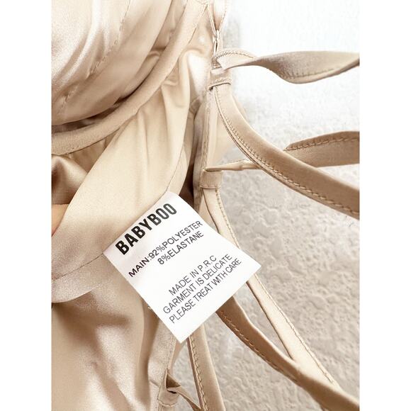 Babyboo Zola Champagne Maxi Dress Size XS Satin Corset Lace Up Gown Wedding - Picture 6 of 15
